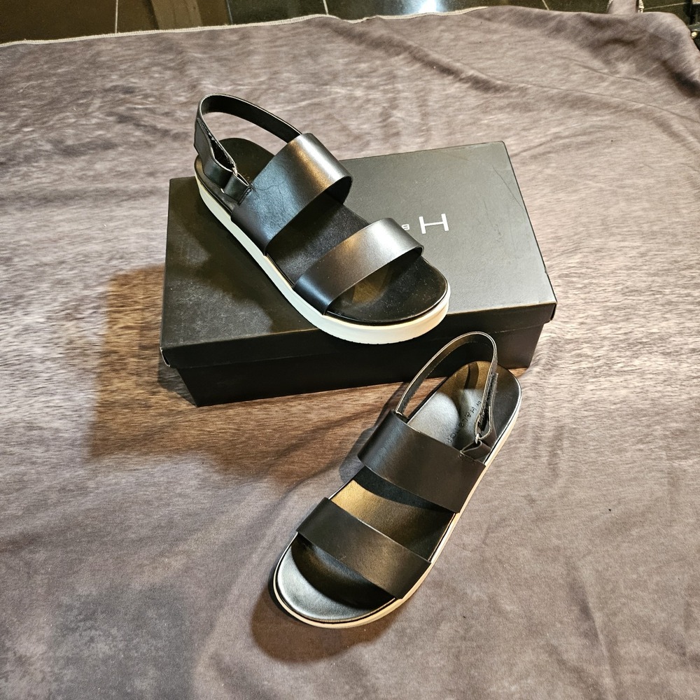 H By Halston Black Double Strap Slingback Platform sandals Women's SZ 10 Medium